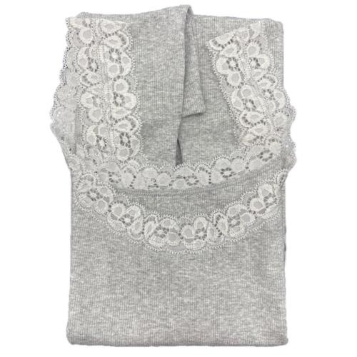 Canotta Intima Donna Canottiera Cotone Modal a Costina Elegante in Pizzo Top da - Foto 10 di 13
