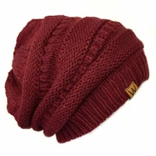 Wrapables Slouchy Winter Beanie Cap Hat, Burgundy