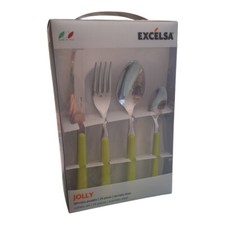 Excelsa Set 24 posate Inox tavola Jolly verde cod.35416 - Made in Italy