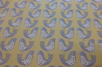 iliv SMD Scandi Mustard Birds Cotton Fabric.Curtains/Upholstery/Craft/Cushions