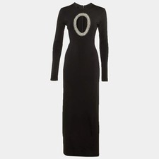 Givenchy Black Jersey CutOut Embellished Gown S