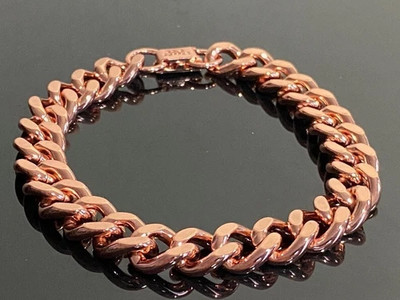 Pure Solid Copper Bracelet Arthritis Cuban Chain  Link Rider  Bracelet 7.5 INCH