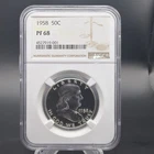 1958 50C Silver Proof Franklin Half Dollar - NGC PF68 - Free US Shipping