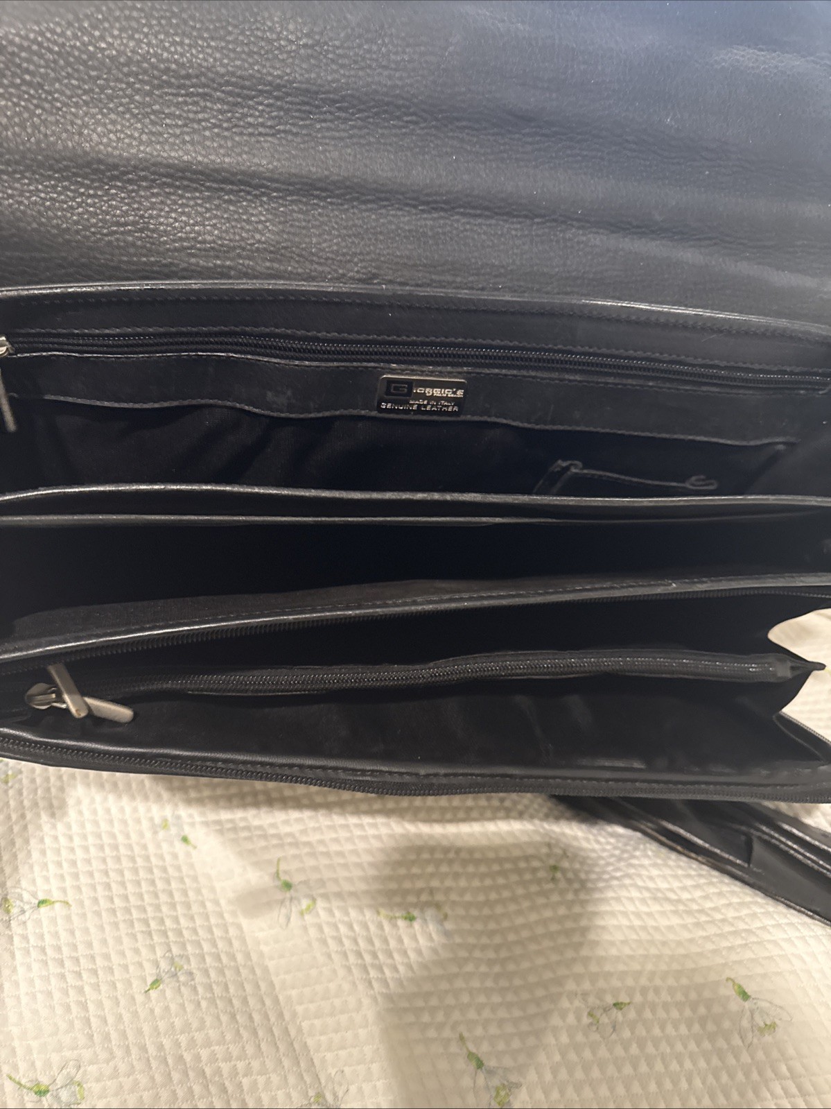 Giorgio’s Palm Beach Black Leather Briefcase Lock Strap image 4
