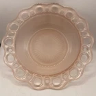 VTG Pink frosted Depression Glass Anchor Hocking Old Colony Open Lace Edge Bowl
