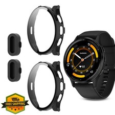 2pk Garmin Venu 3 Screen Protector Case Black Hard PC Glass