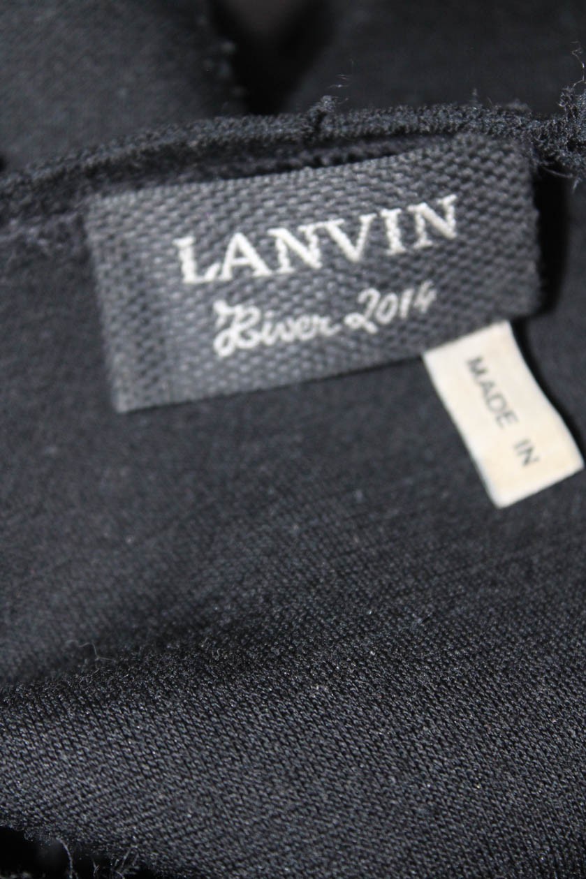 Lanvin Womens Long Sleeves Knee Length Sweater Dress Black Wool Size EUR 40