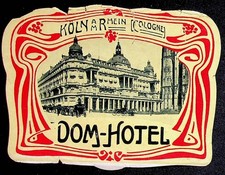 Dom-Hotel Luggage Label Cologne Germany Rhein 1930s