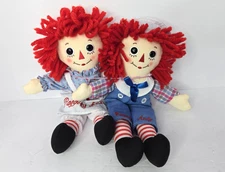 Raggedy Ann & Raggedy Andy 13"  Embroidered Rag Doll Plushies