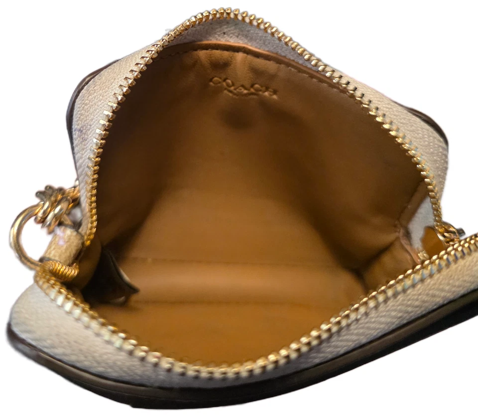 Novo com etiquetas Coach estojo de cartão com zíper em lona assinatura giz areia CW883 - Imagem 4 de 4