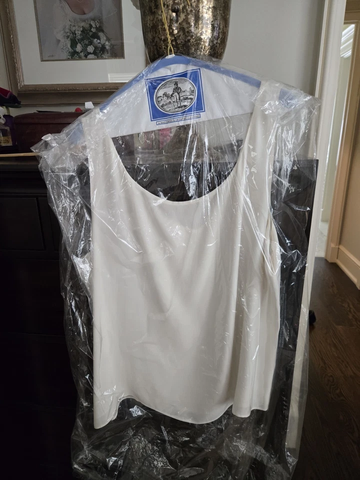 Blusa sin mangas Lafayette 148 blanca de seda forrada para mujer talla 14 crema” Foto 4 de 4