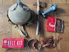 Vintage Boy Cub Scout Lot Derby Car Belt Kit Tomahawk Plaque Canteen READ