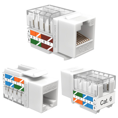 40 Pack Cat6 45° Angled Keystone Jack RJ45 110 Punchdown 8P8C White Ethernet