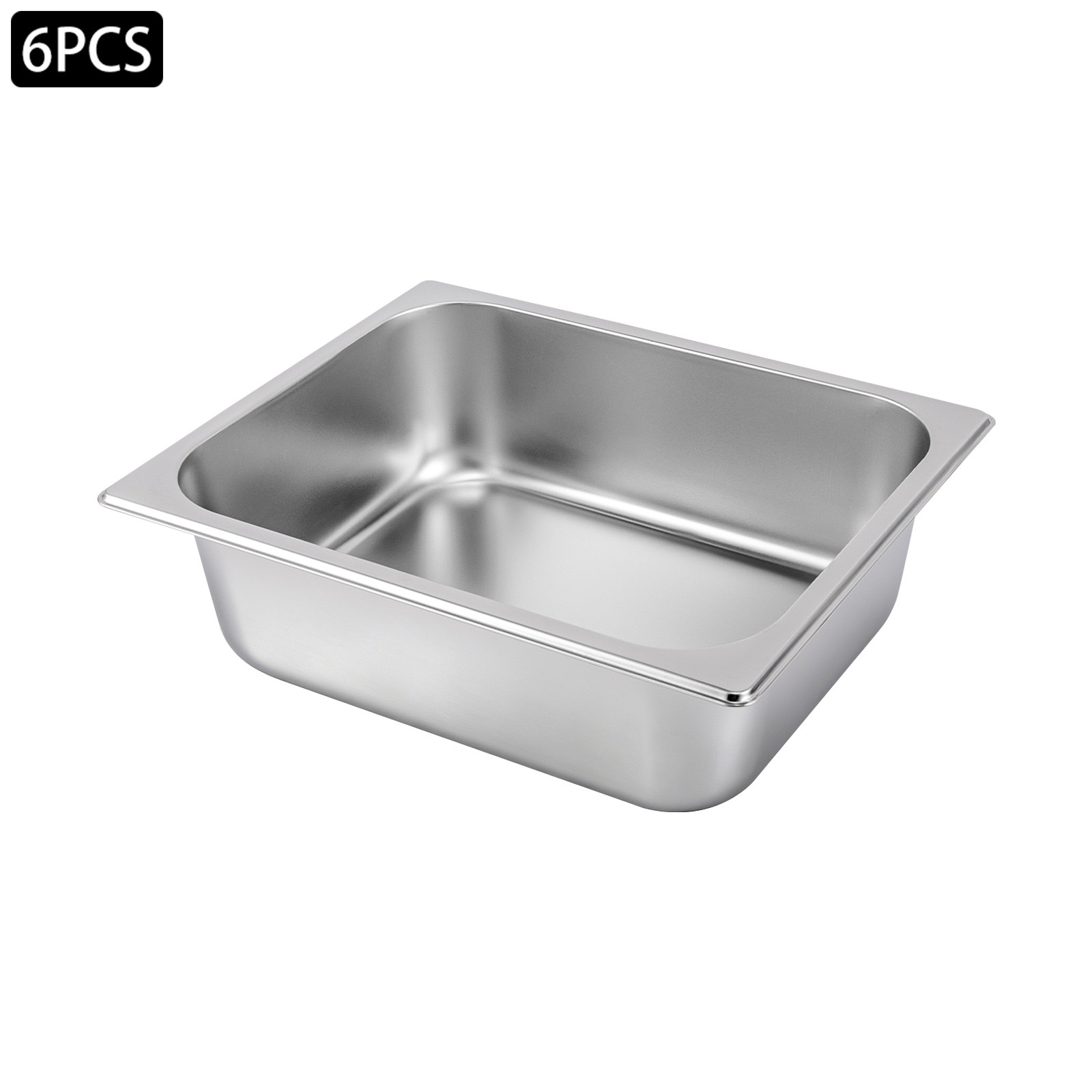 6Pcs Hotel Pans 4 Inch Deep Stainless Steel Steam Table Pan Buffet Breading Tray