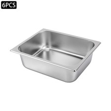 6Pcs Hotel Pans 4 Inch Deep Stainless Steel Steam Table Pan Buffet Breading Tray