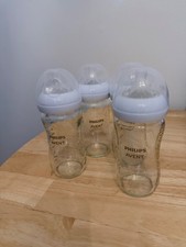 Philips Avent Natural 8 oz Glass Baby Bottles Lot Of 4