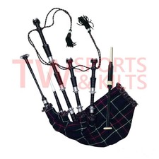 Scottish Highland Rosewood Bagpipe Fitted With Silver Mounts Mackenzie Cover