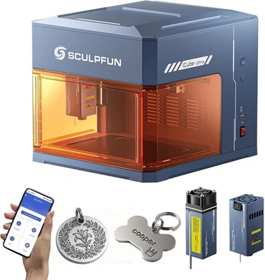 SCULPFUN iCube Ultra Dual Desktop Laser gravierer, 12W Diodenlaser + 1,2 W Infra