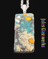 Hand Crafted  Fused Glass Pendant W/Chain #1522
