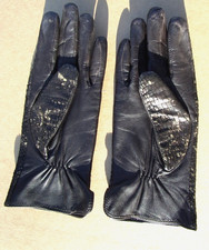 Vintage Preston  York Black Leather Med. Adult Ladies Gloves C33