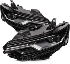 LED Headlight Assembly Pair For 2020-2023 Cadillac XT6 Black Housing w/Projector