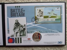 The Douglas Bader Centenery Silver Proof £5 Coin Cover (Battle of Britain)  Rare