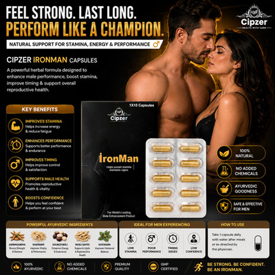 Cipzer IronMan 10 Capsules | Increases Stamina, Power| Support Stronger Erection
