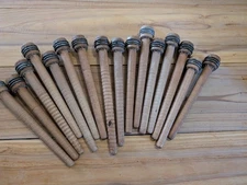 Textile Bobbins Spools Wooden Industrial Spindles 7.75-9" Quills Lot Of 16 Vtg