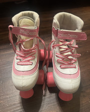 Roller Derby Girls Youth Quad Roller Skates Pink/White Size 3 Model 8468-9125