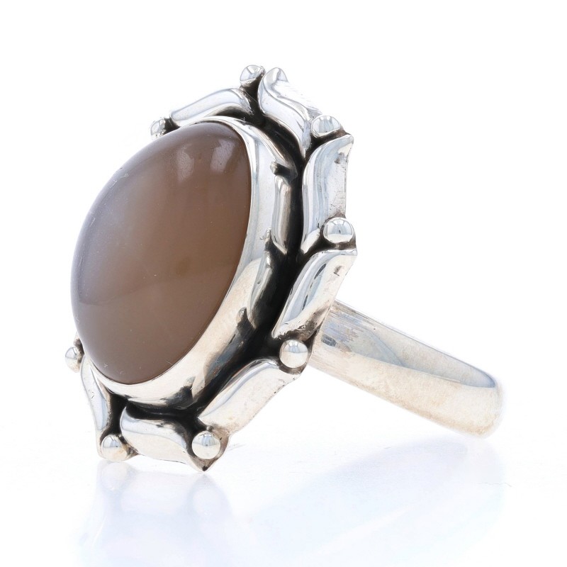 Sterling Silver Moonstone Cocktail Solitaire Ring… - image 3