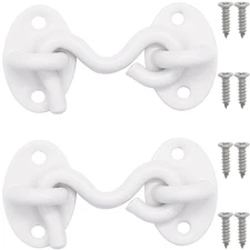 2 PCS 2 inch White Barn Door Lock, Cabin Hook Eye Latch, Swivel, Gate, Screws