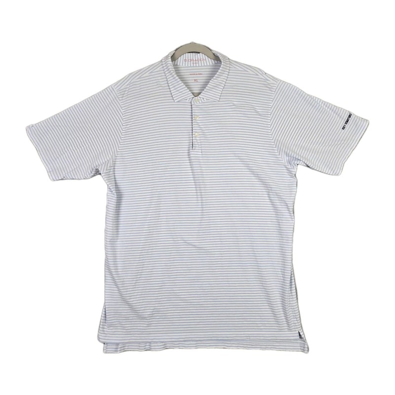 B. DRADDY Cotton Blend Performance Golf Polo Shirt Blue & White Striped Men's XL