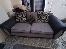 Black & grey fabric  Sofa 2 seater