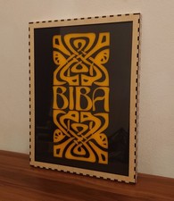 BIBA Fashion Sign - 3D Acrylic & Basswood Framed Art Deco Tribute Swinging 60's