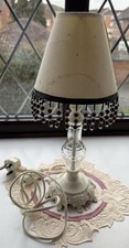 Cream Table Lamp Metal and Glass Base