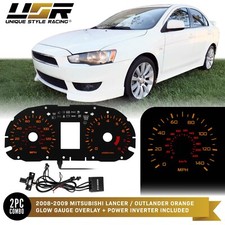 Evo Orange Glow Gauge Blk Overlay For 08-09 Mitsubishi Lanceroutlander Cluster