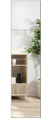Full Length Wall Mirror Tiles - 10'' x x 4Pcs 10''x10''-4pcs, Glass 