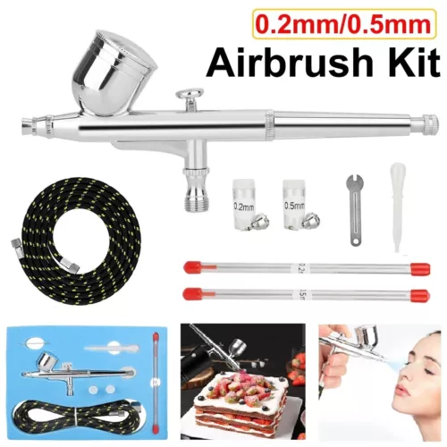 Dual Action Gravity Feed Air Brush Airbrush Kit Spray Gun Compress Paint Art Set