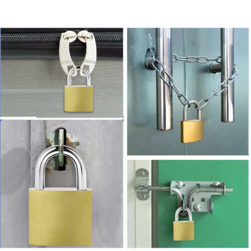 Brass Padlock Garage Shed Gate Locker Lock Suitcase Toolbox Long Shackle + Keys - Picture 19 of 24