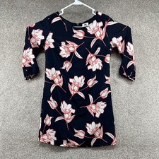 Old Navy Women's Dress Size Extra Small Blue Floral 3/4 Sleeve Zip Closure
