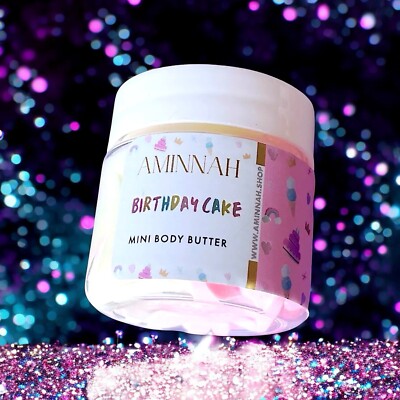 AMINNAH SKINCARE Birthday Cake Mini Body Butter Deluxe Sample 1 oz NWOB