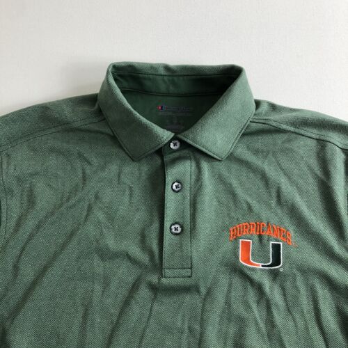 Camisa Polo Miami Hurricanes Para Hombre Talla Mediana Campeón Verde Logo Bordado ☼ - Imagen 4 de 6
