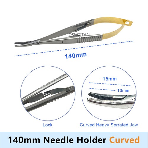 Stainless Steel Needle Holder Heavy Serrated Jaw Ophthalmic Surgical Instruments - Picture 15 of 20