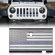 Black Aluminum Mesh Grille Insert Hood Lock Hole for 07-18 Jeep Wrangler JK JKU