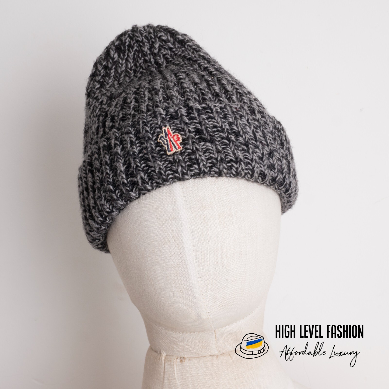 mens black moncler beanie hat