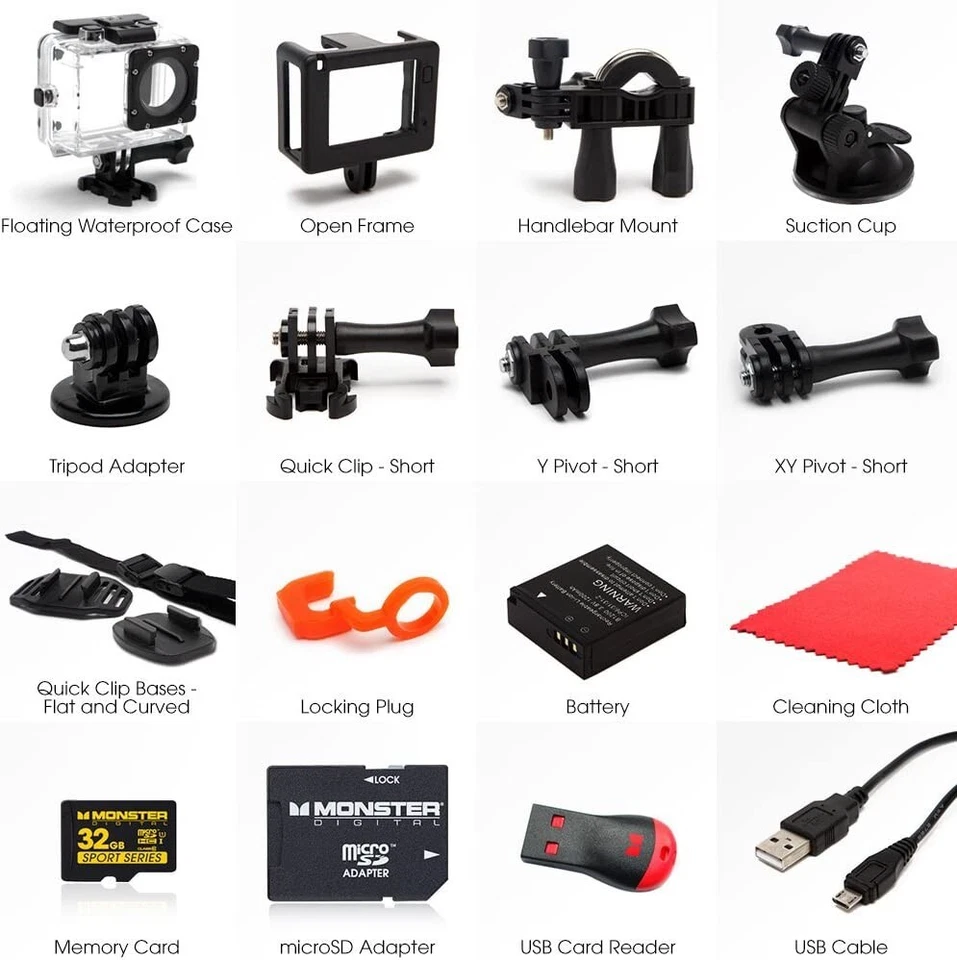 Monster Digital Villain Action Sports Camera Full HD, 1080p, 30F/s, Nero - Изображение 4 из 4