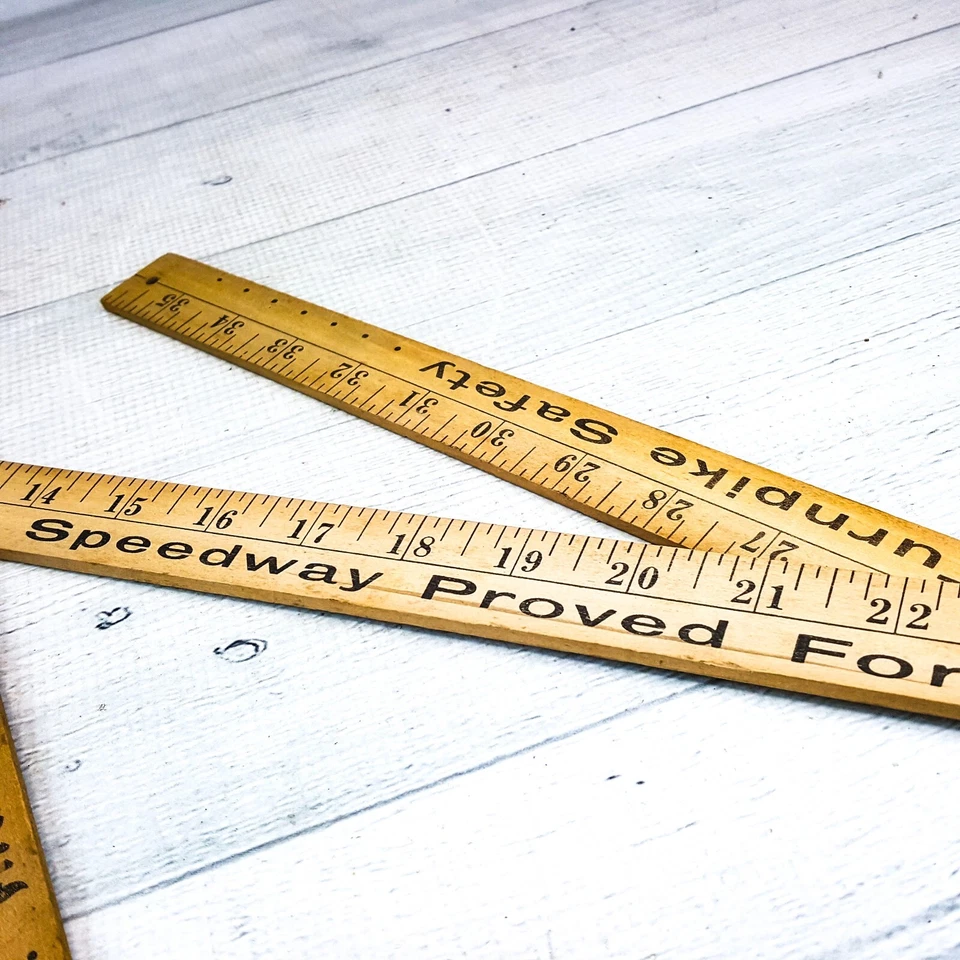 Regla plegable de madera para neumáticos Firestone de colección Speedway autopista de peaje seguridad Foto 4 de 4