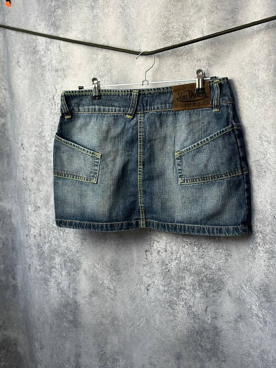 Von Dutch Denim Mini Skirt Women's Vintage Blue Size 32 Made in