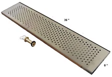 Draft Beer Drip Trap 36" x 8" w/ S.S. Grill & 4" Metal Drain - DTW-36SS