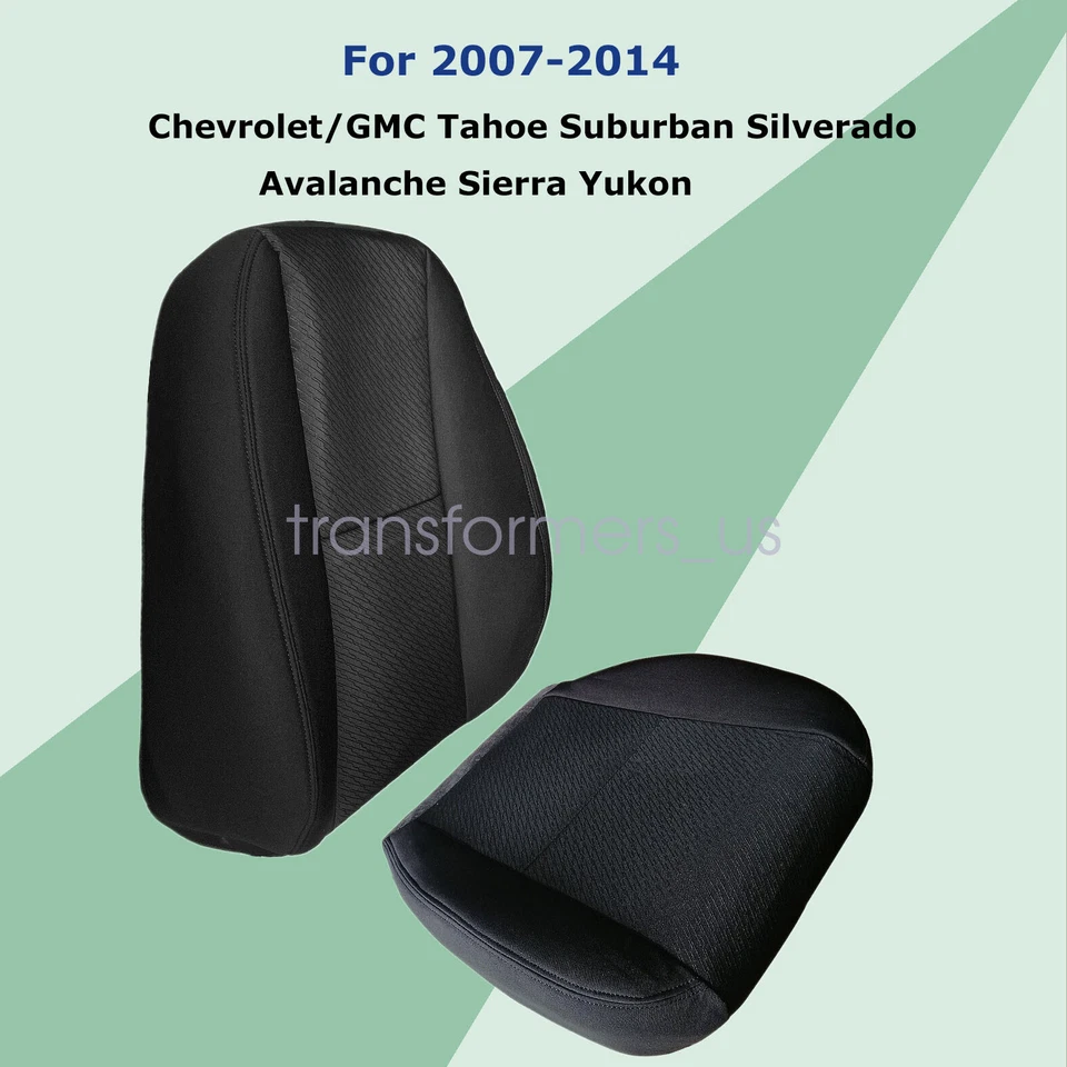For 2007-2014 Chevy Suburban 1500 2500 Driver Bottom+Top Cloth Seat Cover Black - Image 2 of 4